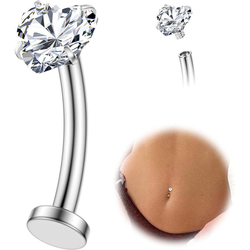 Floating Titanium Belly Button Rings Hypoallergenic G23 Titanium Internally Thre